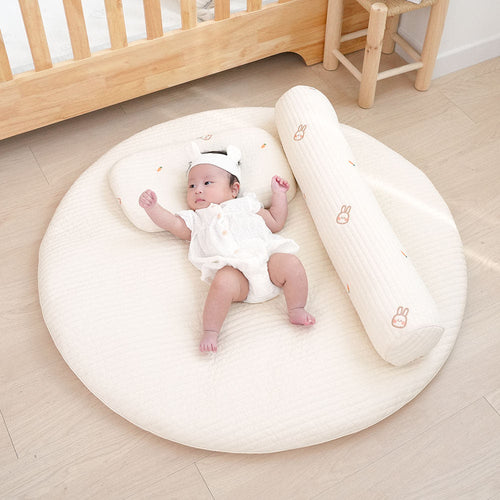 Emong 100-Count Cotton Round Rug Play Mat, Air Mesh Non-Slip 110cm